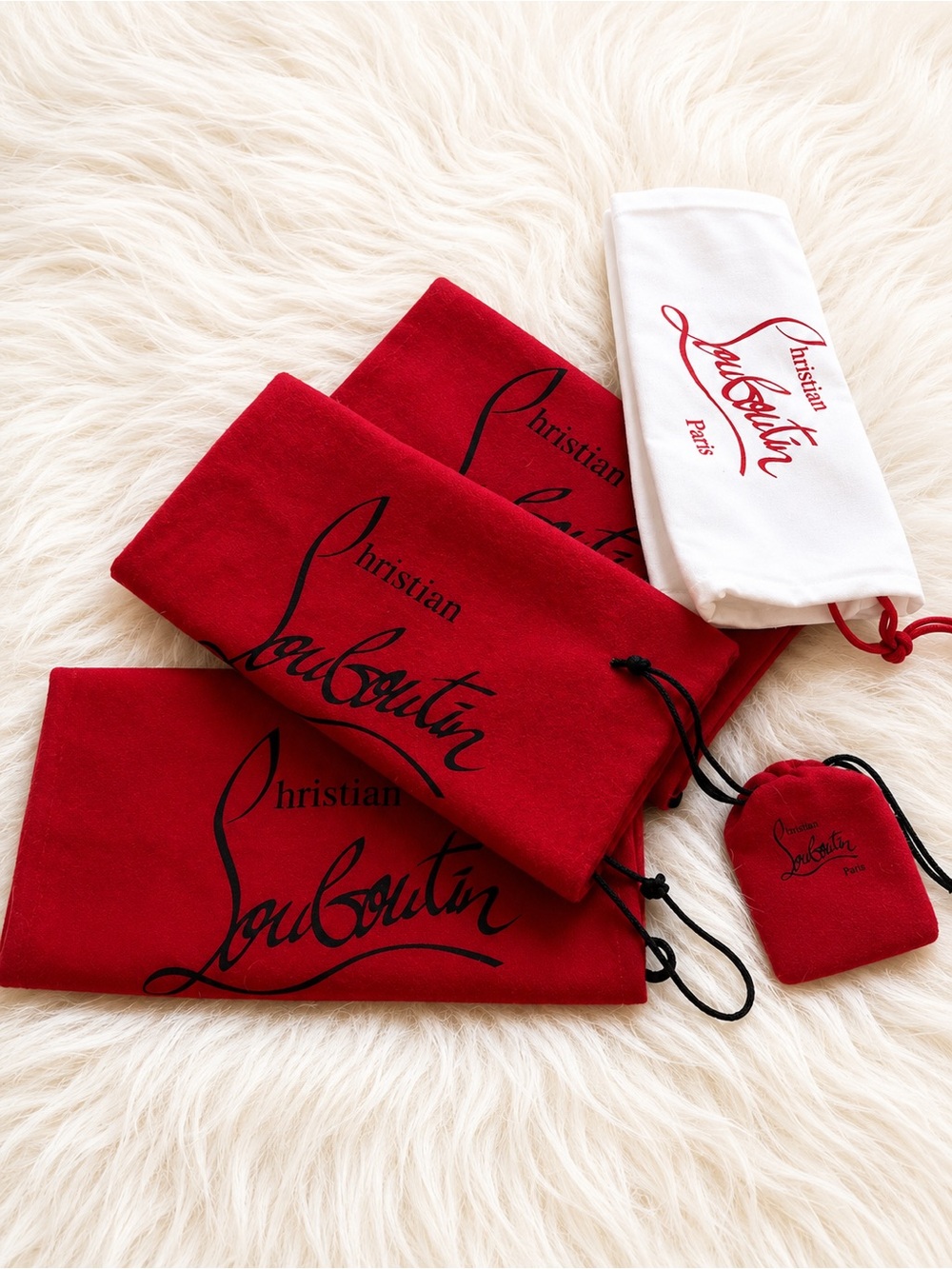 Christian Louboutin Red and White Dust Bag Set (Authentic)